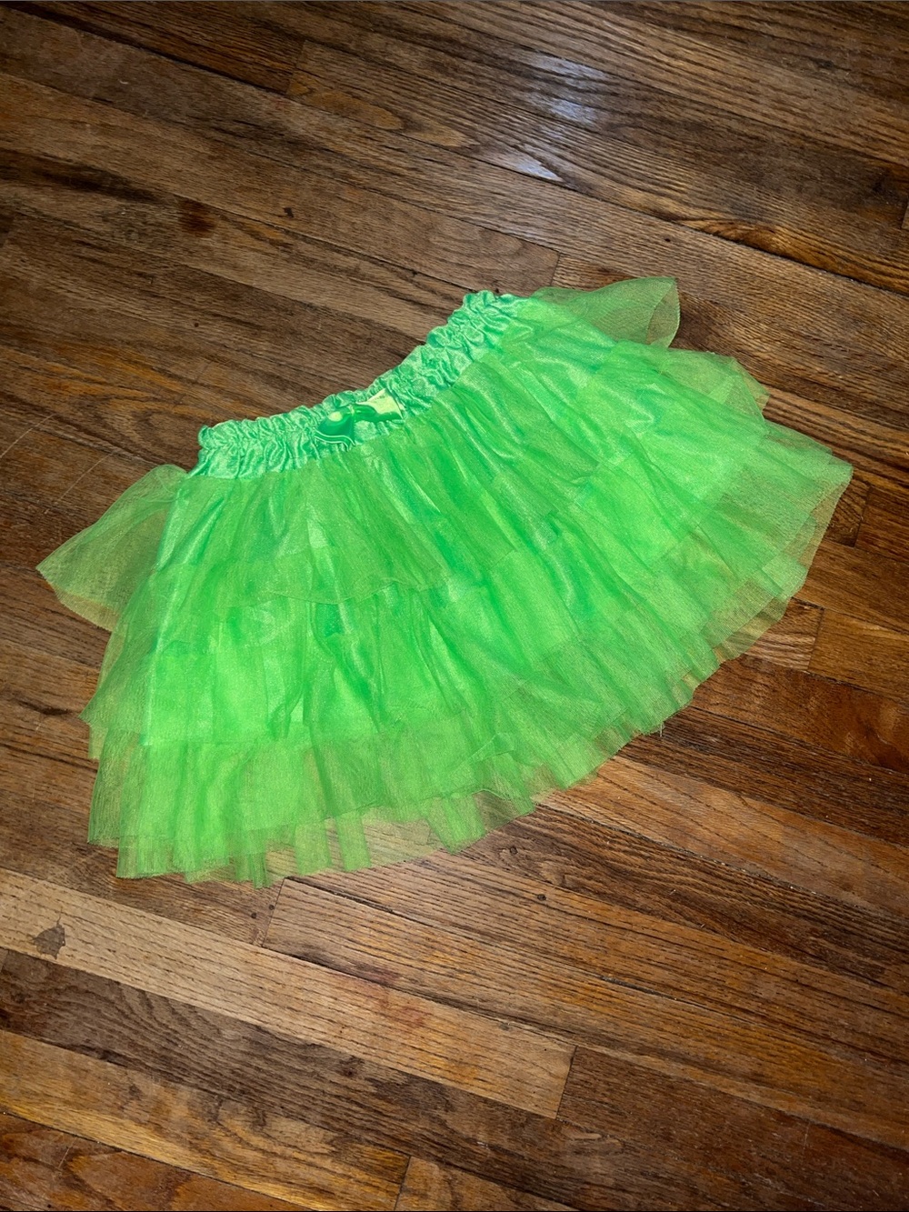 Neon green tutu with satin waist and bow